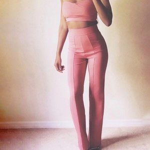 Two Piece Sweetheart Bandeau And High Rise Pant Set Small